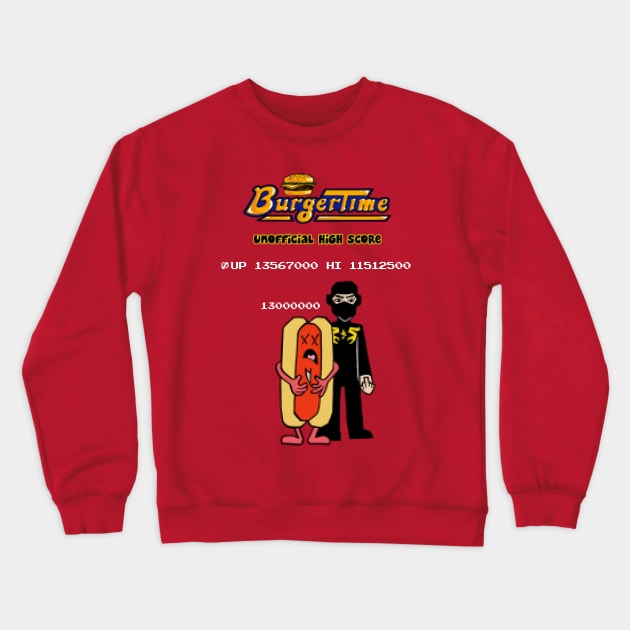 Ninja Brian's Burger Time High Score Crewneck Sweatshirt by LuisIPT